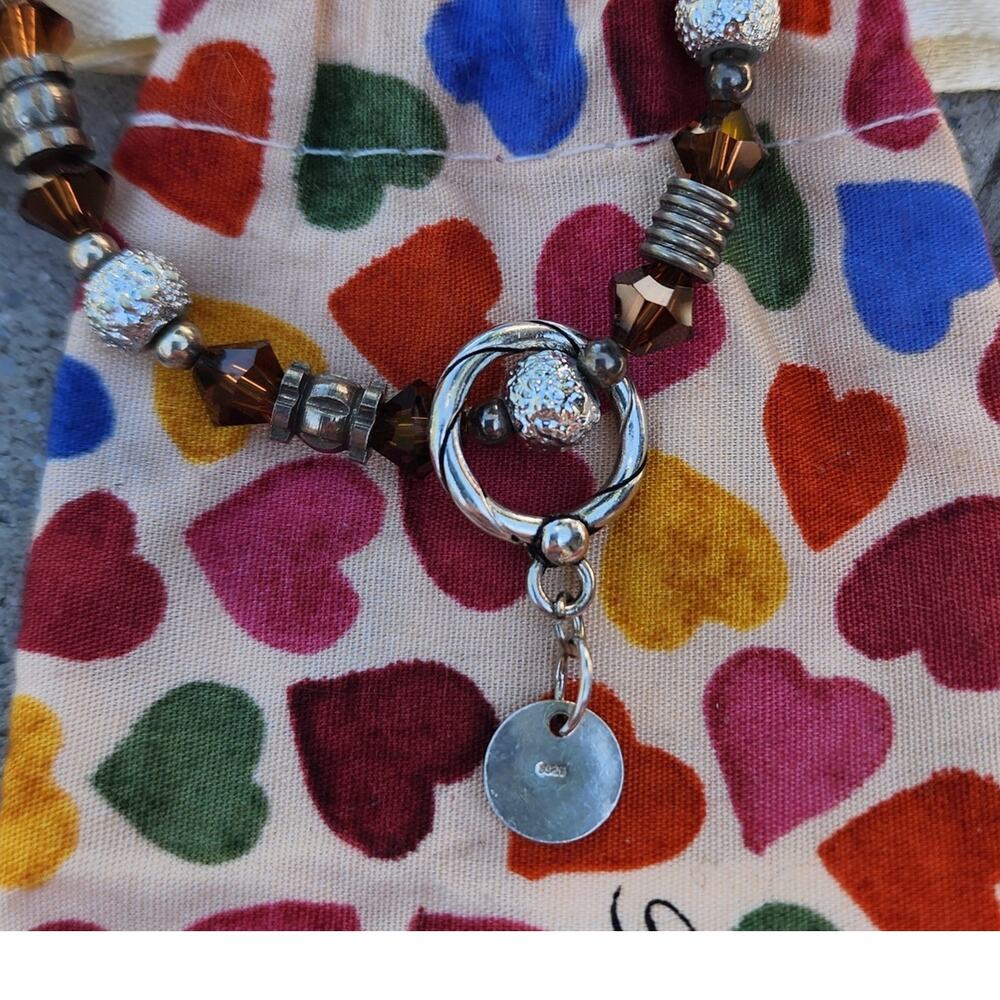 Brighton Crystal Sterling Silver Heart Toggle Bracelet Vintage - Picture 6 of 8